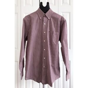 IZOD Sz M Red Label Maroon / White Striped Shirt